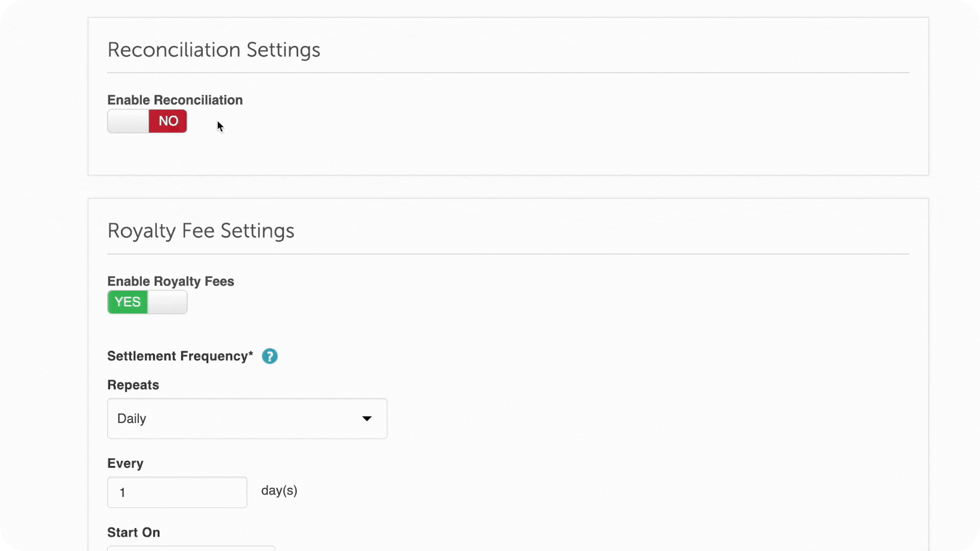 Reconciliation Settings